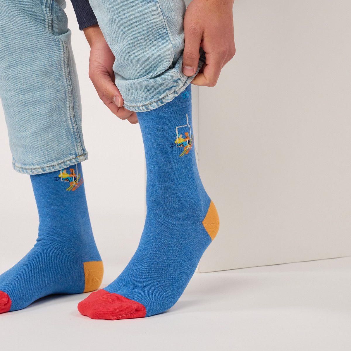 Chaussettes en coton peigné A MOTIFS bleu ciel, BILLYBELT