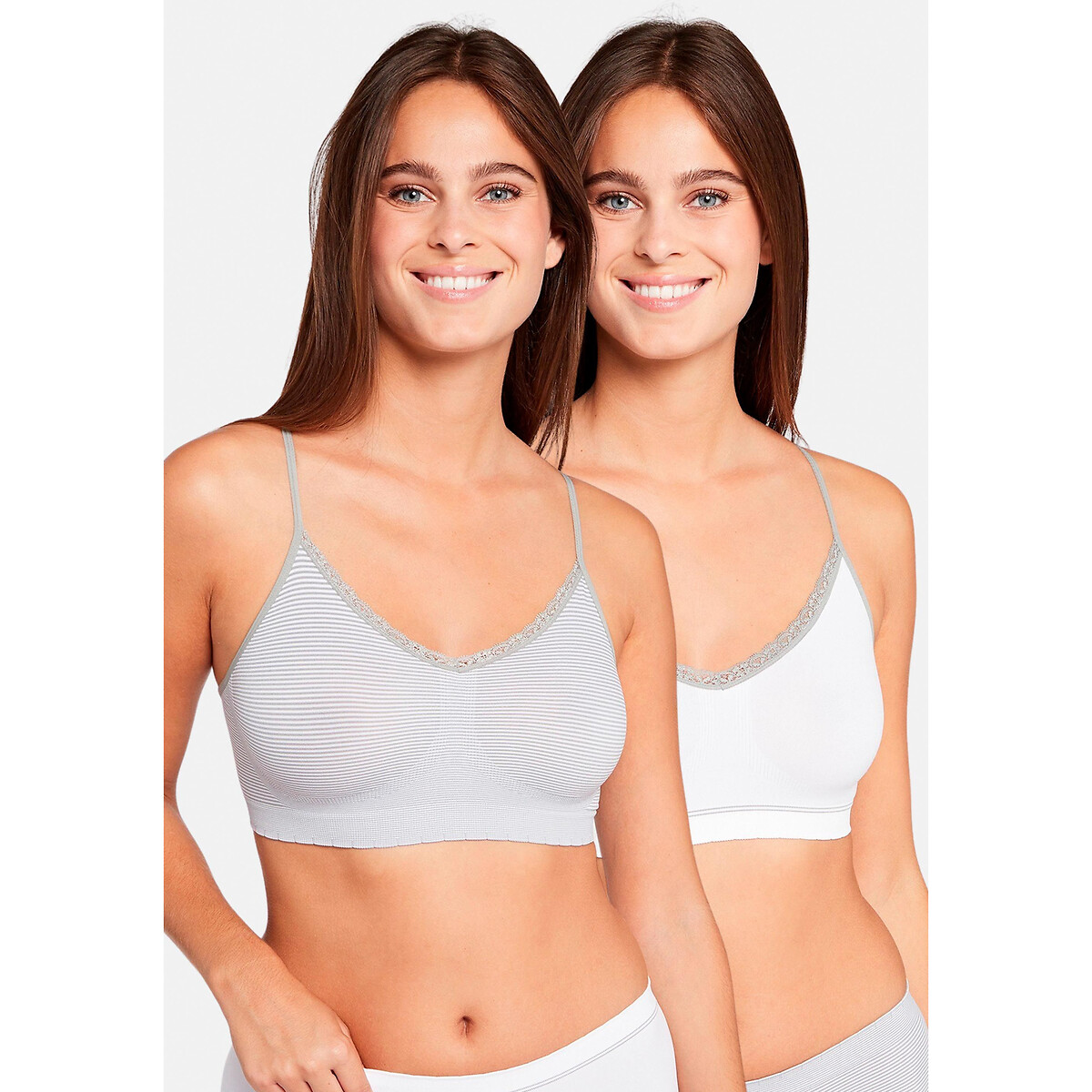 Lot de 2 brassières ZEN ATTITUDE blanc/gris, BILLET DOUX