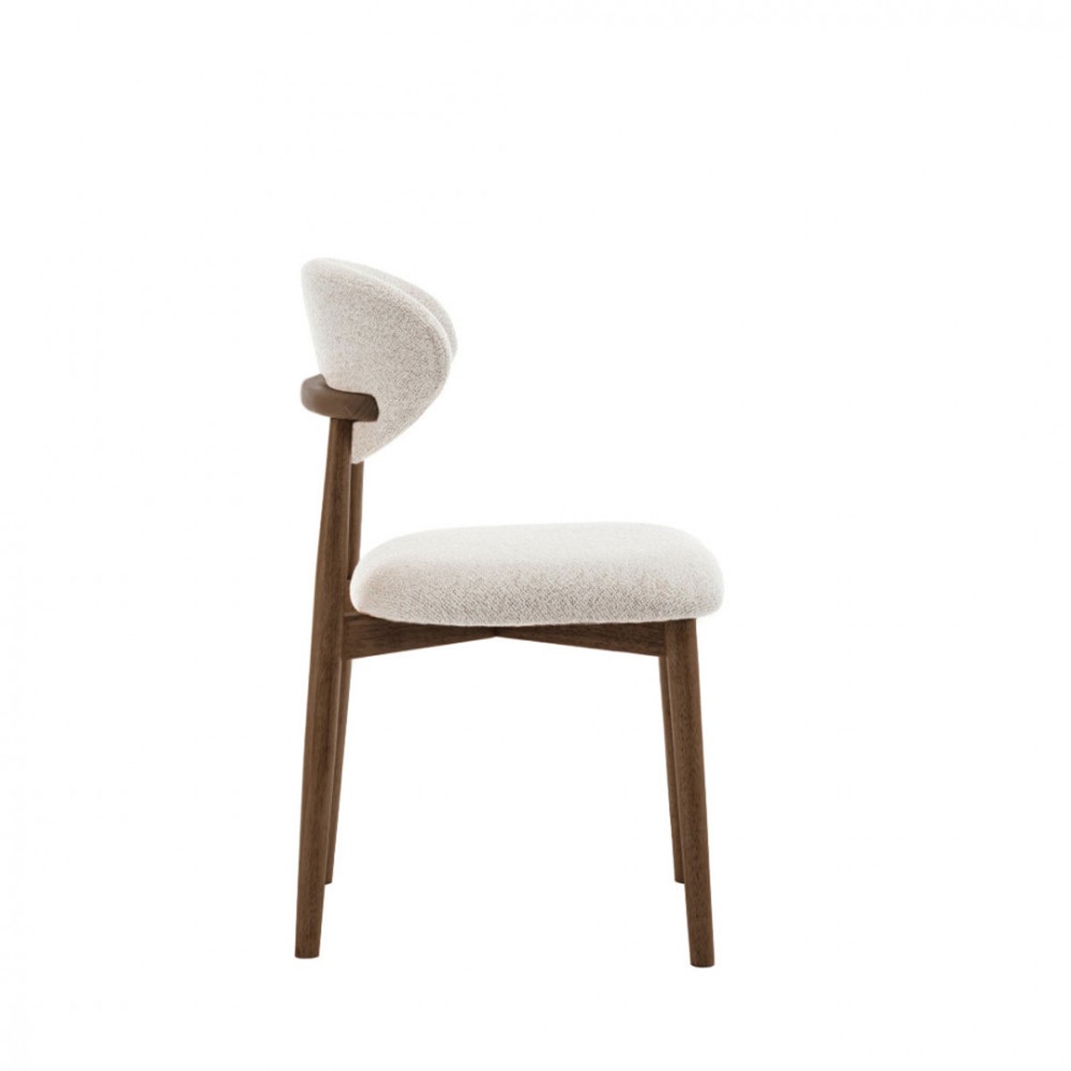 Lot de 2 chaises en tissu bouclette pieds bois foncé- CLARA beige, DRAWER