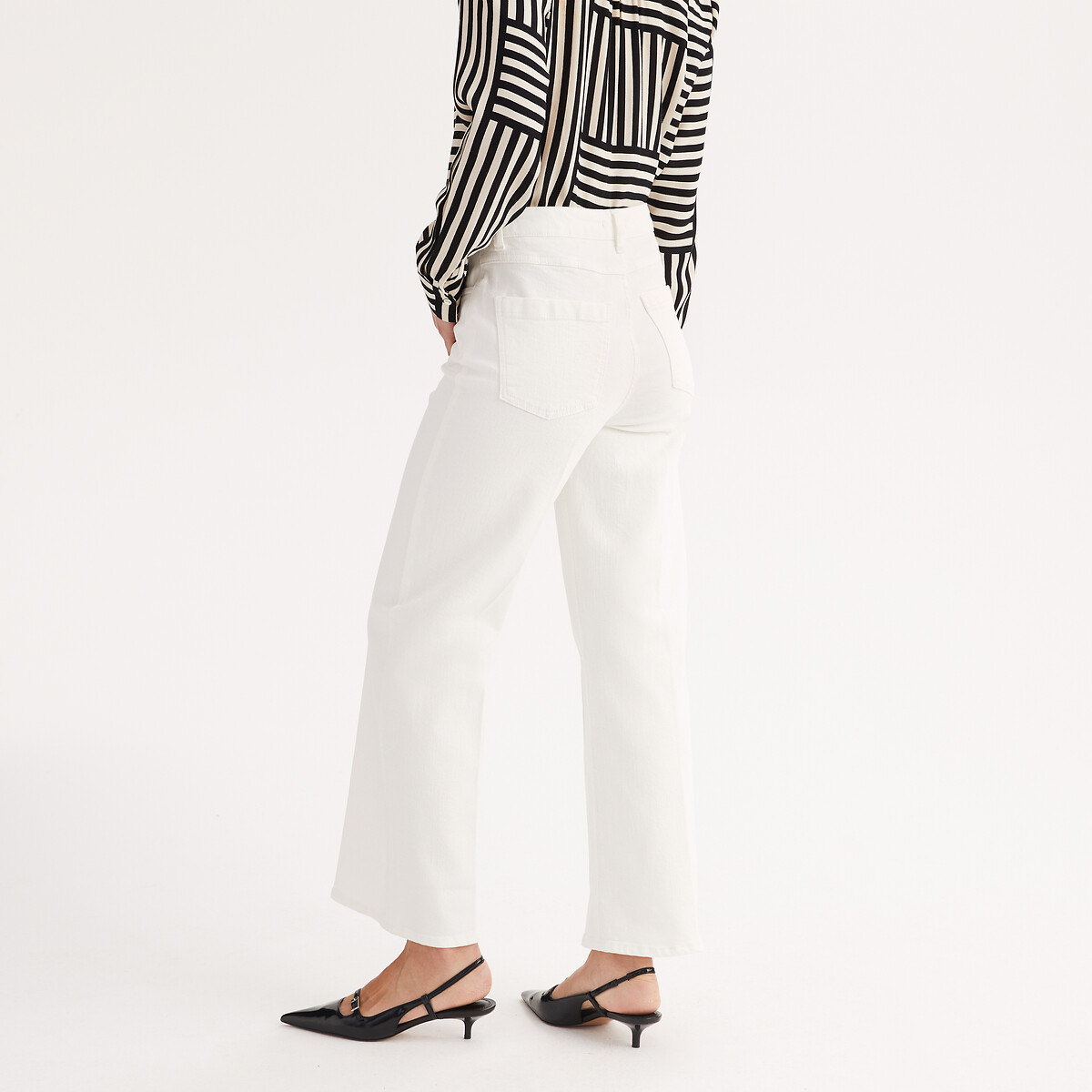 Verkorte wijde jeans denim wit, ANNE WEYBURN