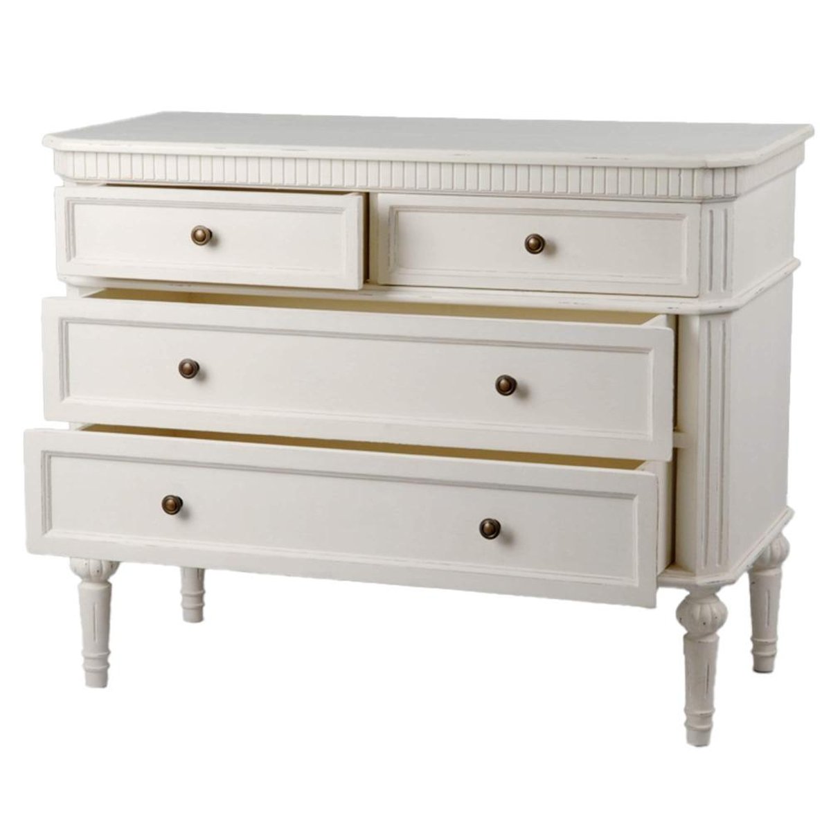 Commode 4 tiroirs en bois L101 cm Léonie blanc, AMADEUS