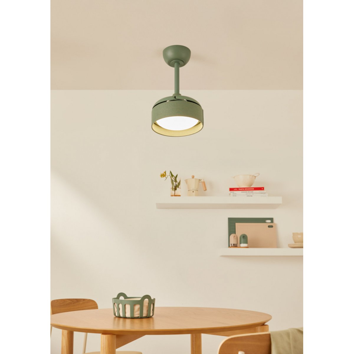 Ventilateur de plafond 40W avec lumière et télécommande WIND CLEAR LAMP sauge/sauge, CREATE