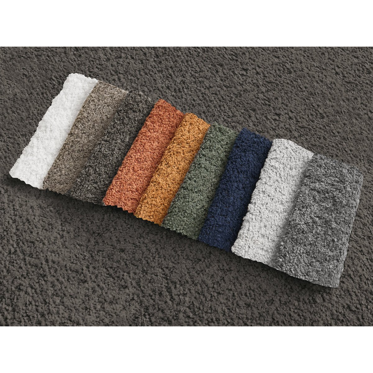 Canapé d'angle convertible 3 places en tissu bouclette avec pouf, MONTAIGNE marron, BOBOCHIC