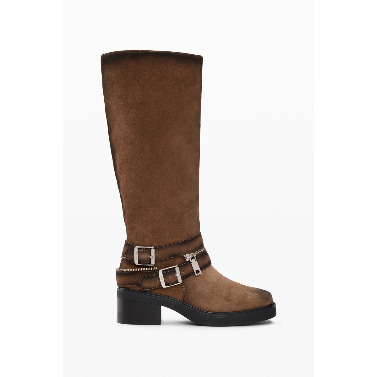 bottes plates à boucle marron, DESIGUAL