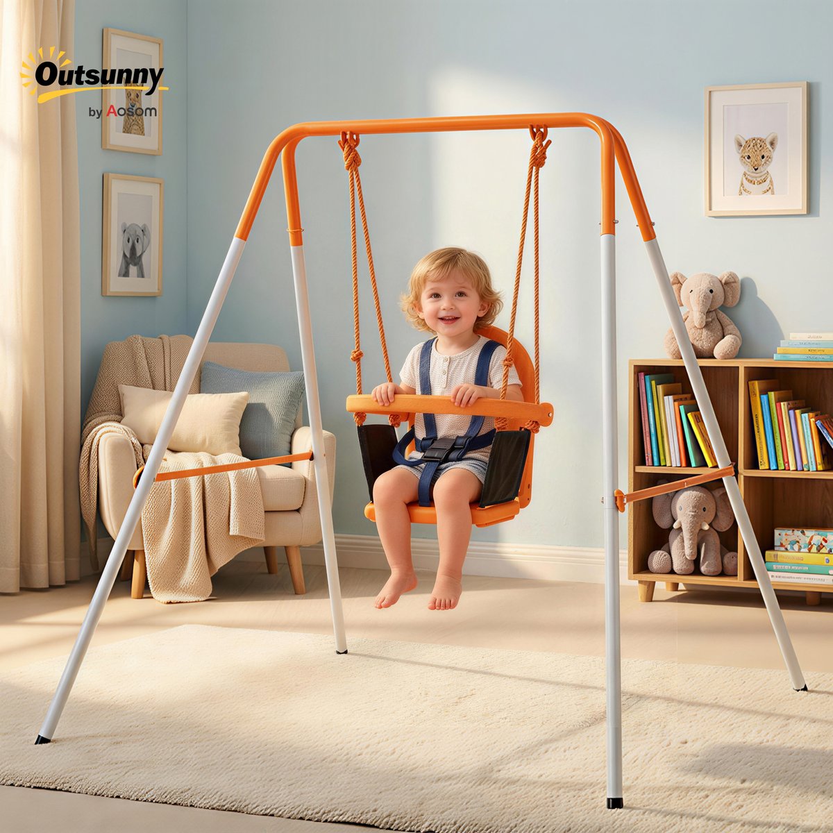 Balançoire pour enfants Acier Orange orange, OUTSUNNY
