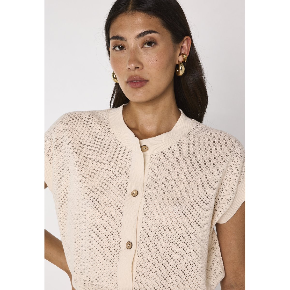 Gilet à manches courtes en coton ALMA creme, Maison 123