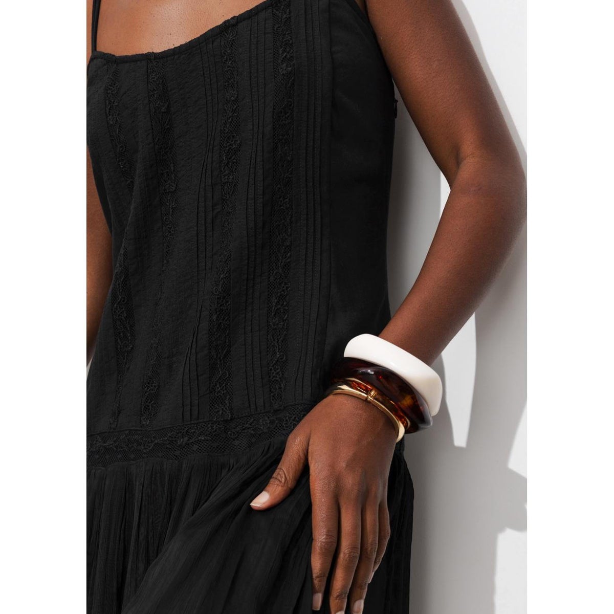 Robe longue à fines bretelles noir, PROMOD
