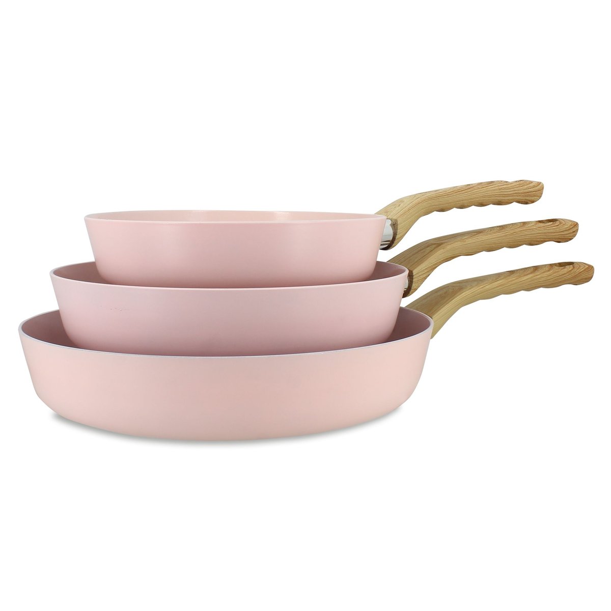 Set de 3 poêles 20/24/28cm en aluminium, COLORAMA rose, MENASTYL