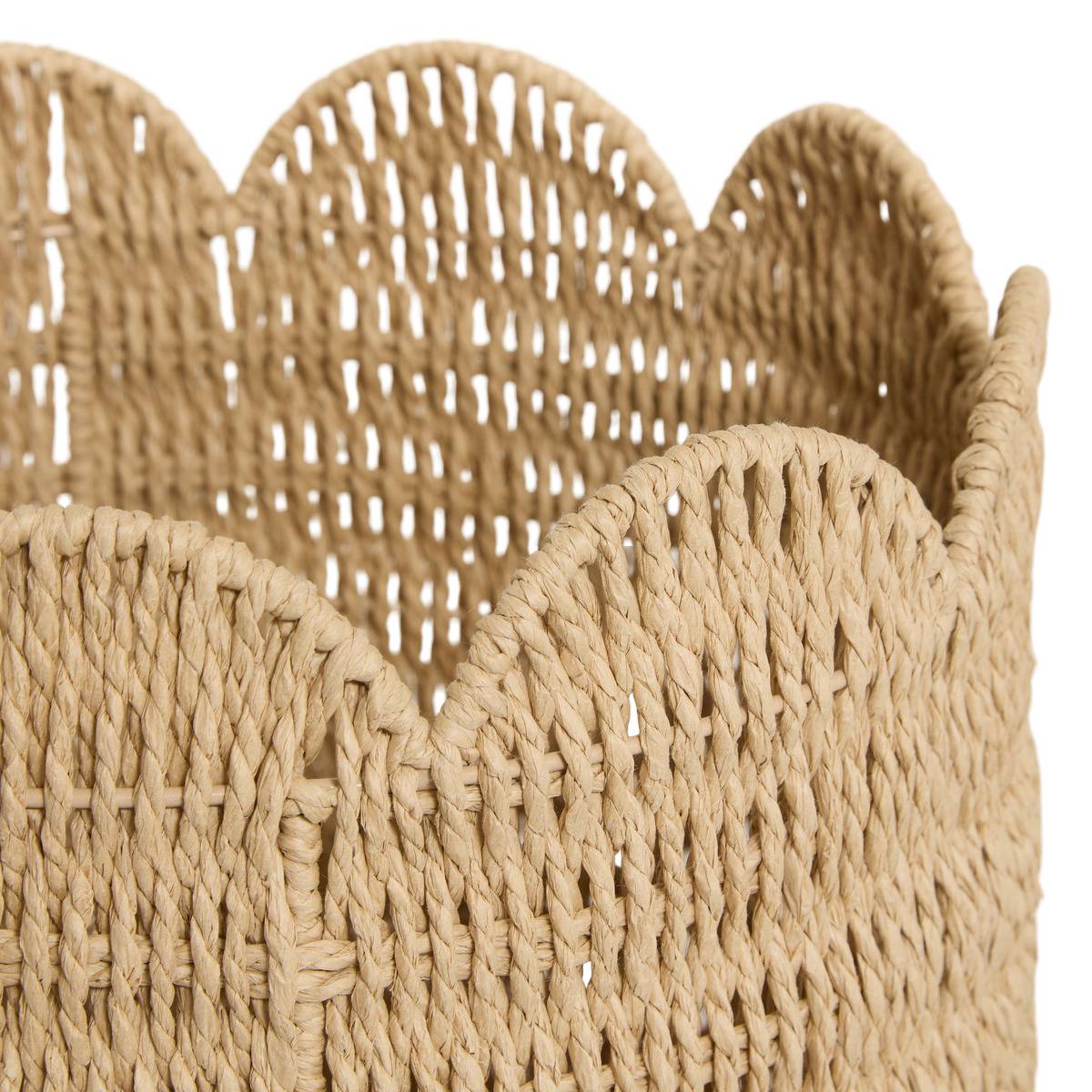 Lot de 3 paniers ronds en acier CYRIELLE beige, ATMOSPHERA