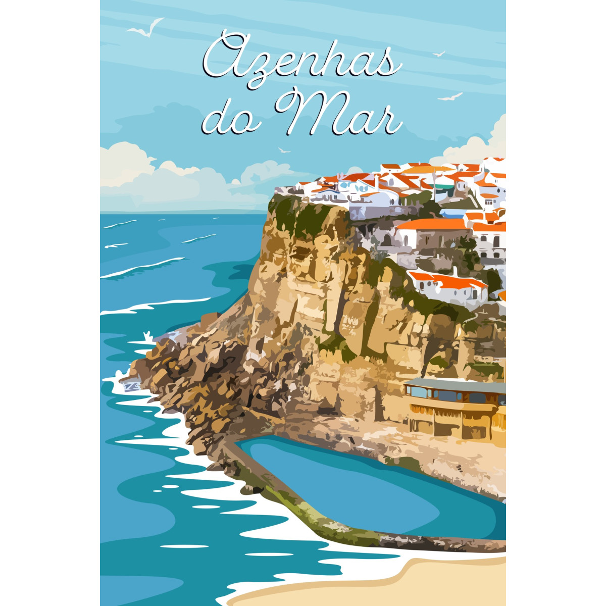Tableau sur toile illustration Azenhas do Mar 45x65 cm tableaux sur toile-, CEANOTHE