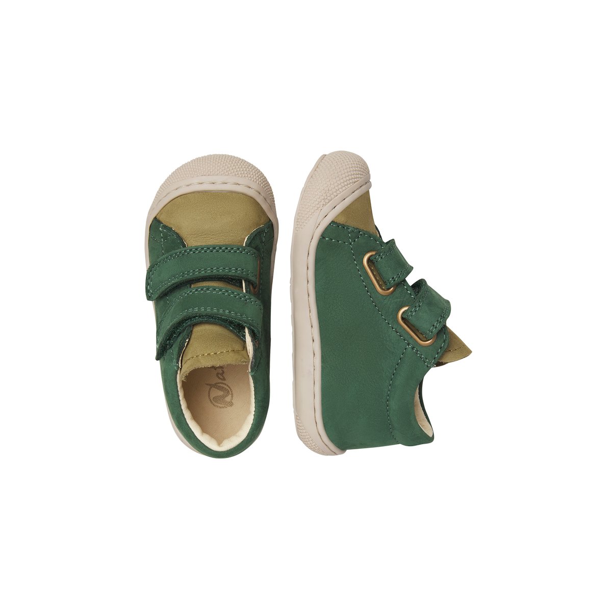 Chaussures premiers pas en cuir COCOON VL vert-kaki, NATURINO