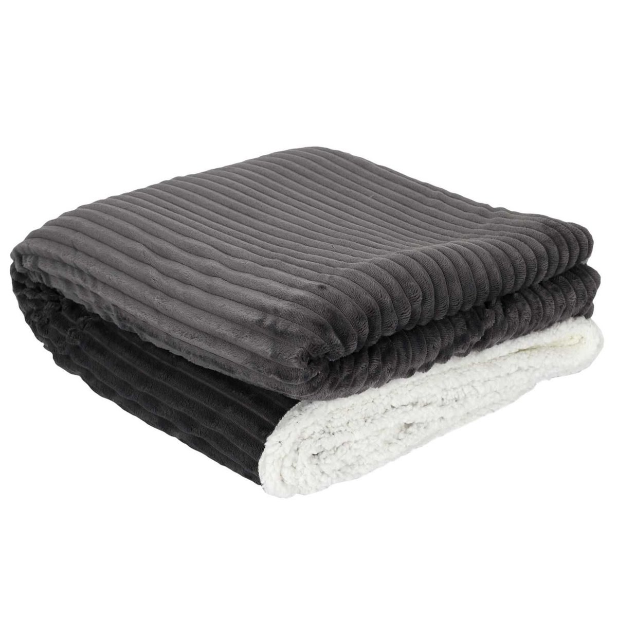 Plaid effet sherpa et flanelle côtelé gris, TOILINUX