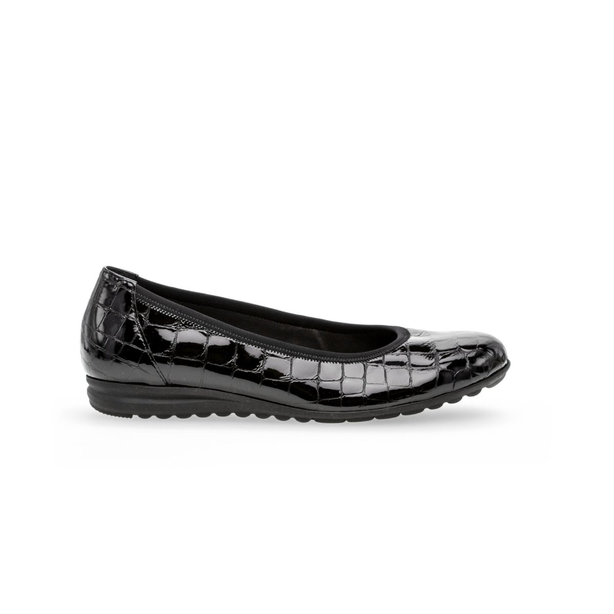 Ballerines en cuir vernis à talon compensé noir vernis, GABOR