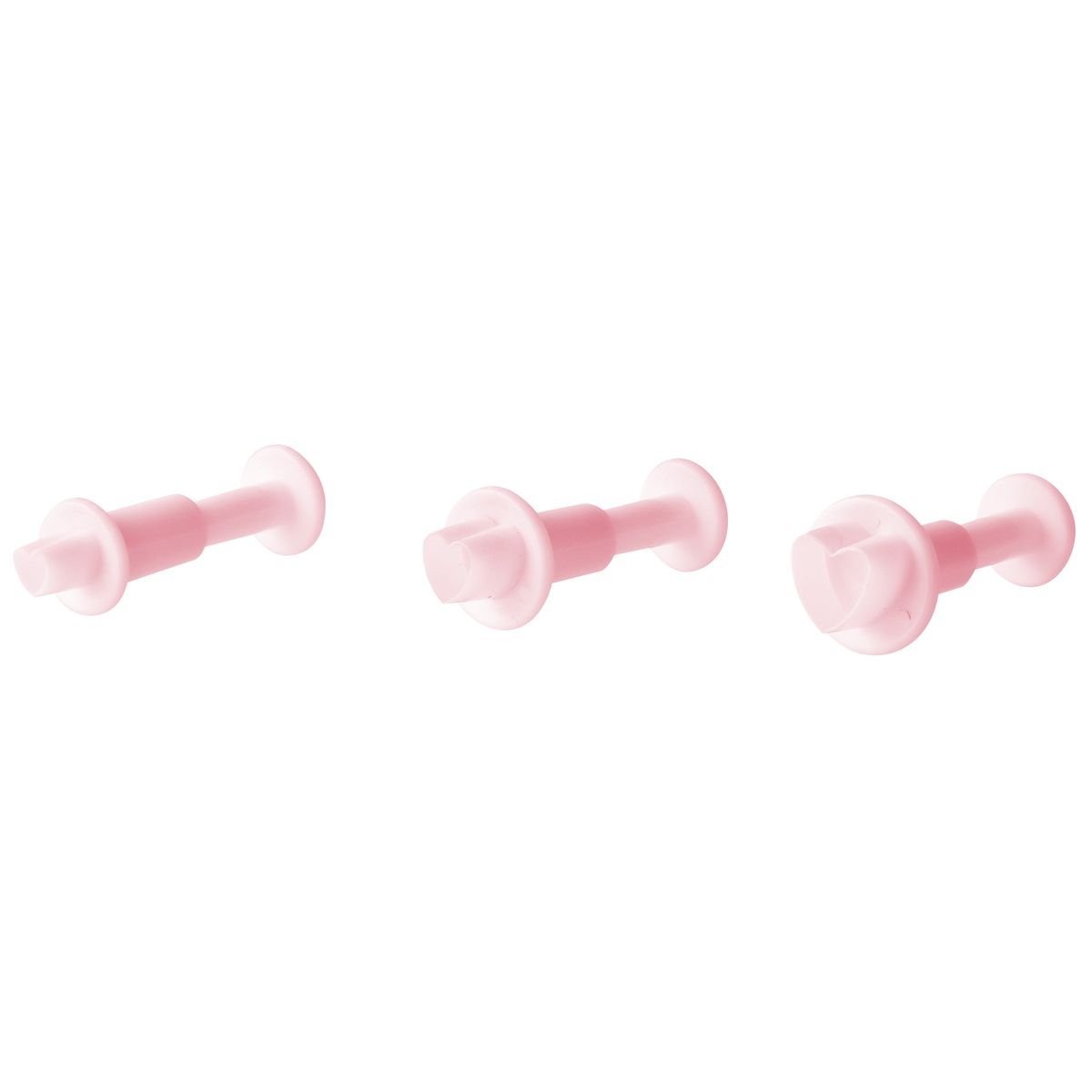 Lot de 3 emporte-pièces cœur à poussoir pour pâte à sucre rose, ZENKER