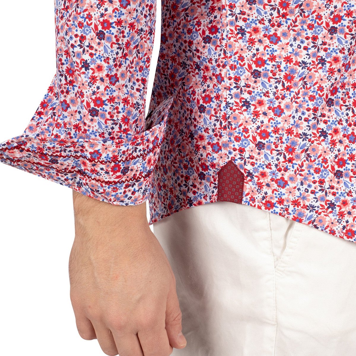 Chemise liberty flower wave blanc x rouge, SHILTON