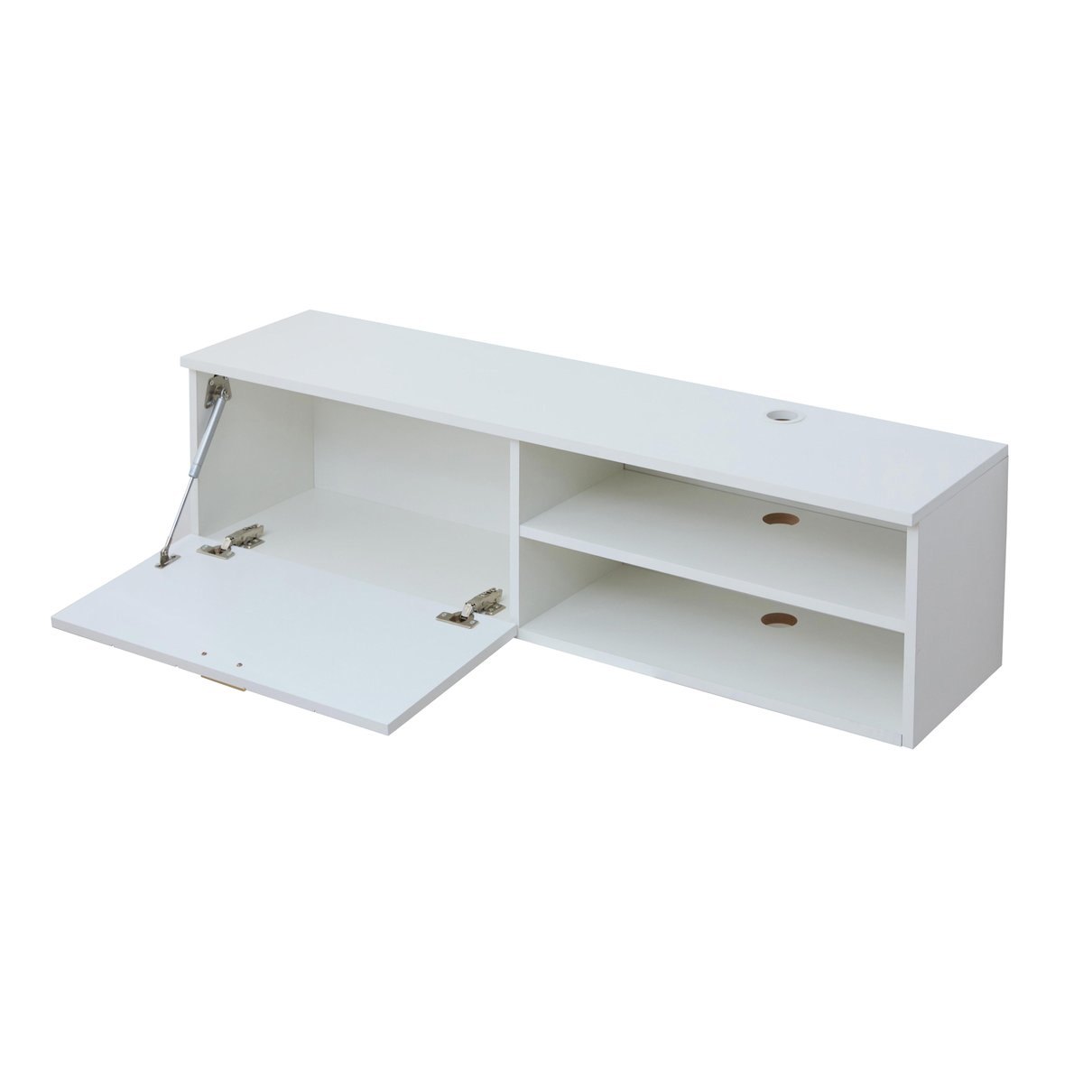 Meuble TV suspendu 120 cm style bohème, HOLLY blanc, OVIALA