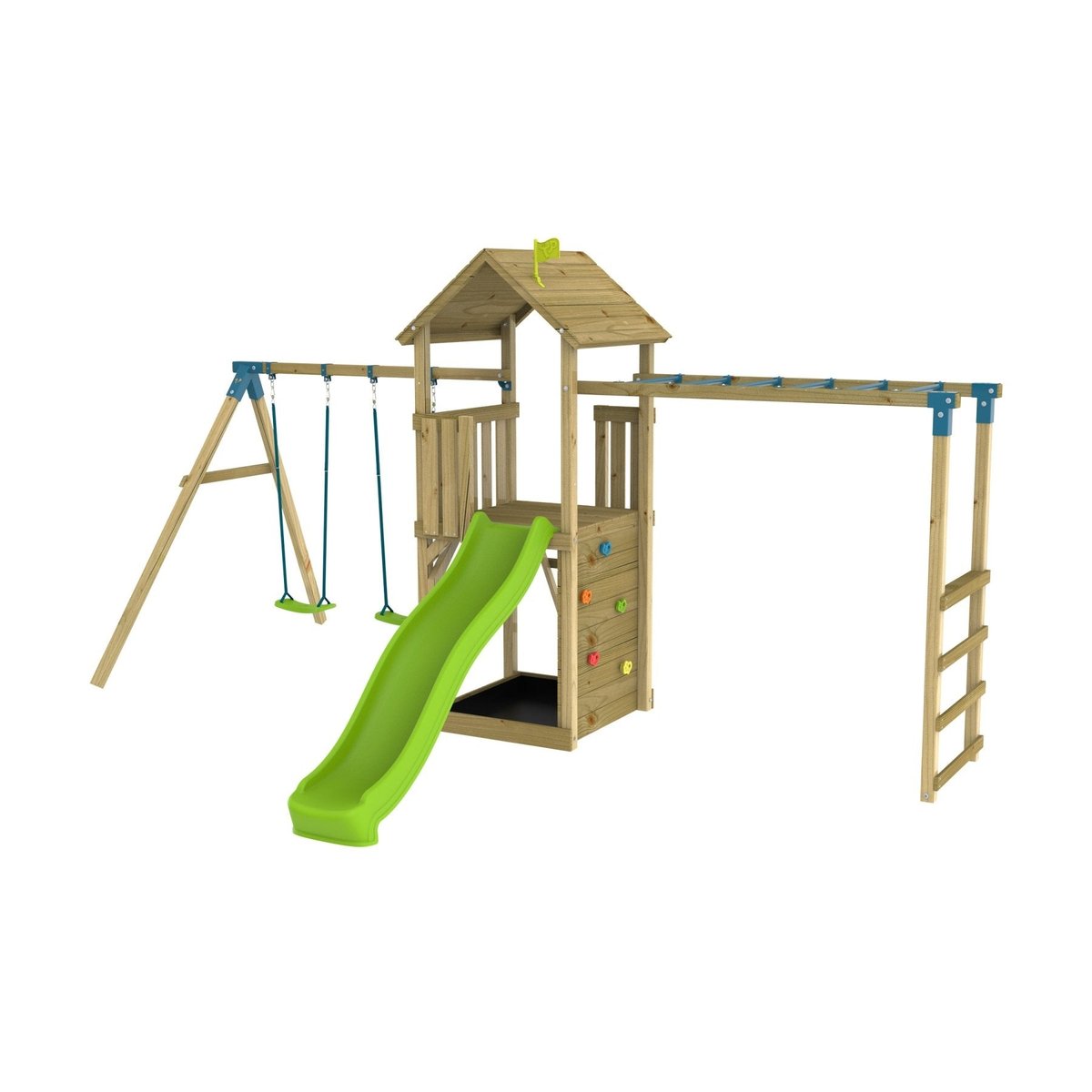 Aire de jeux pont de singe TAMARIN marron - bleu - vert, TP TOYS