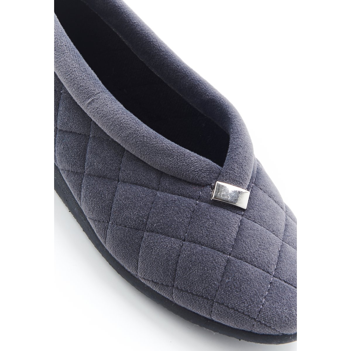 Chaussons en velours matelassé gris, DAMART