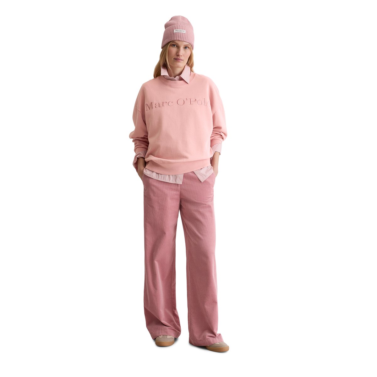 Sweat-shirt à logo relaxed en coton organique rose, MARC O'POLO
