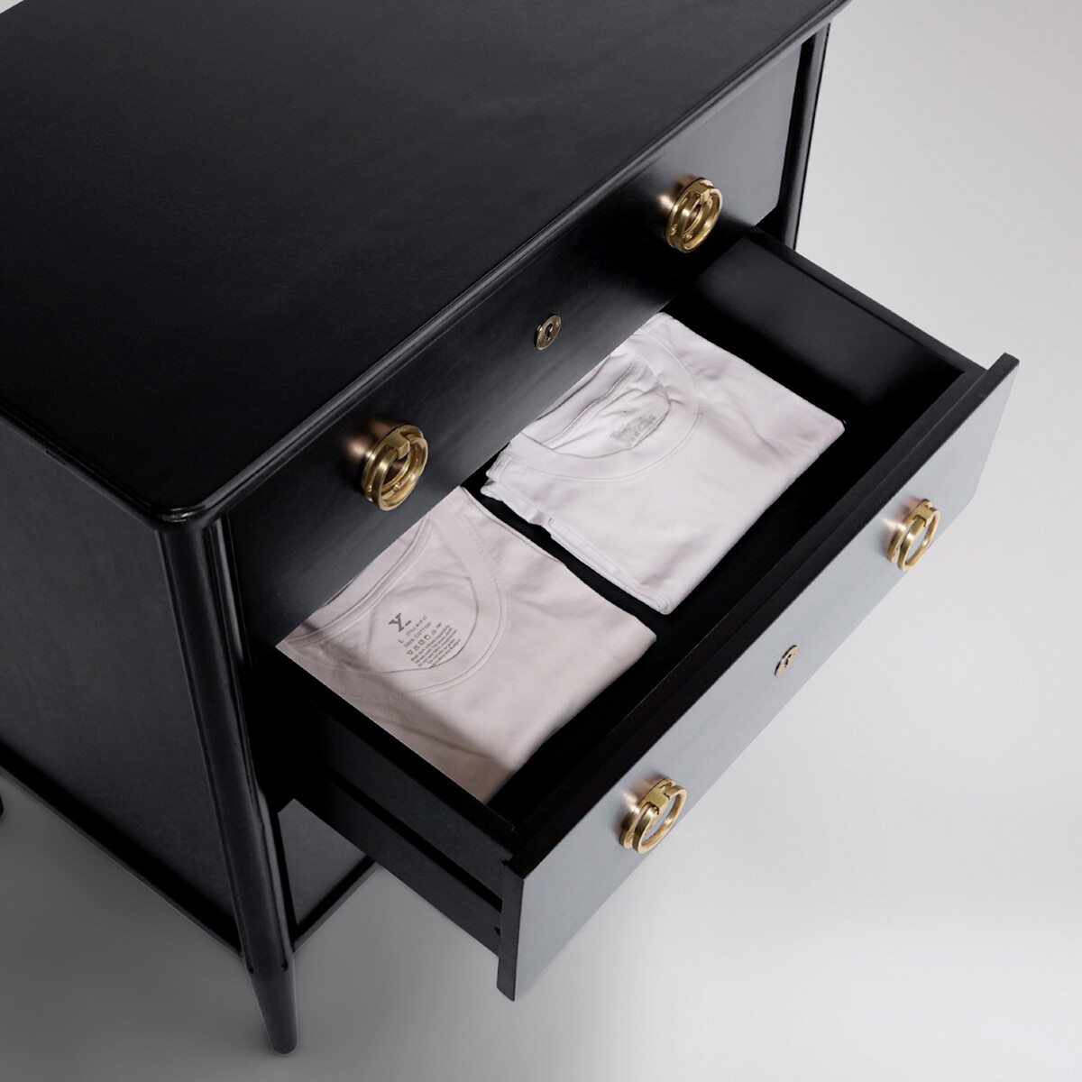 Reyna Mango Wood 3 Drawer Chest Of Drawers black, SWOON