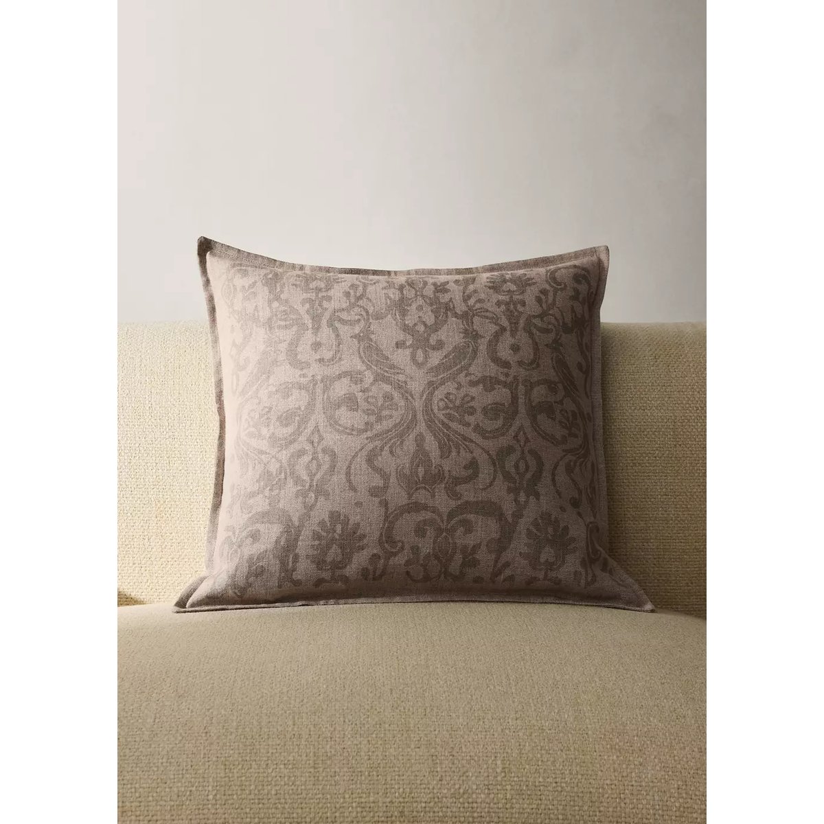 Housse de coussin en lin et coton imprimé, motif ornemental 50 x 50 cm marron clair/pastel, MANGO HOME