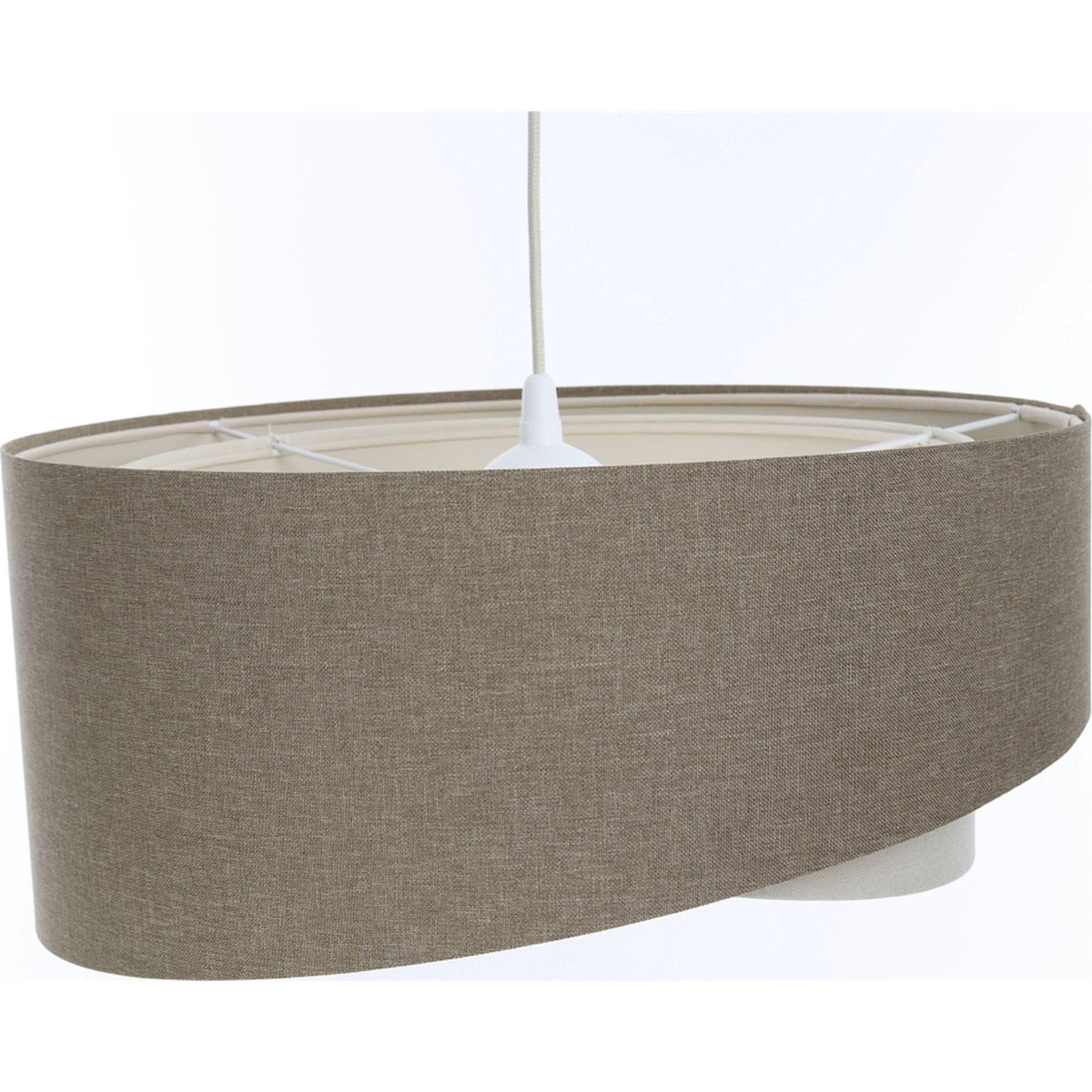 Suspension en lin rond style bohème Boho beige crème en lin naturel, BPS KONCEPT