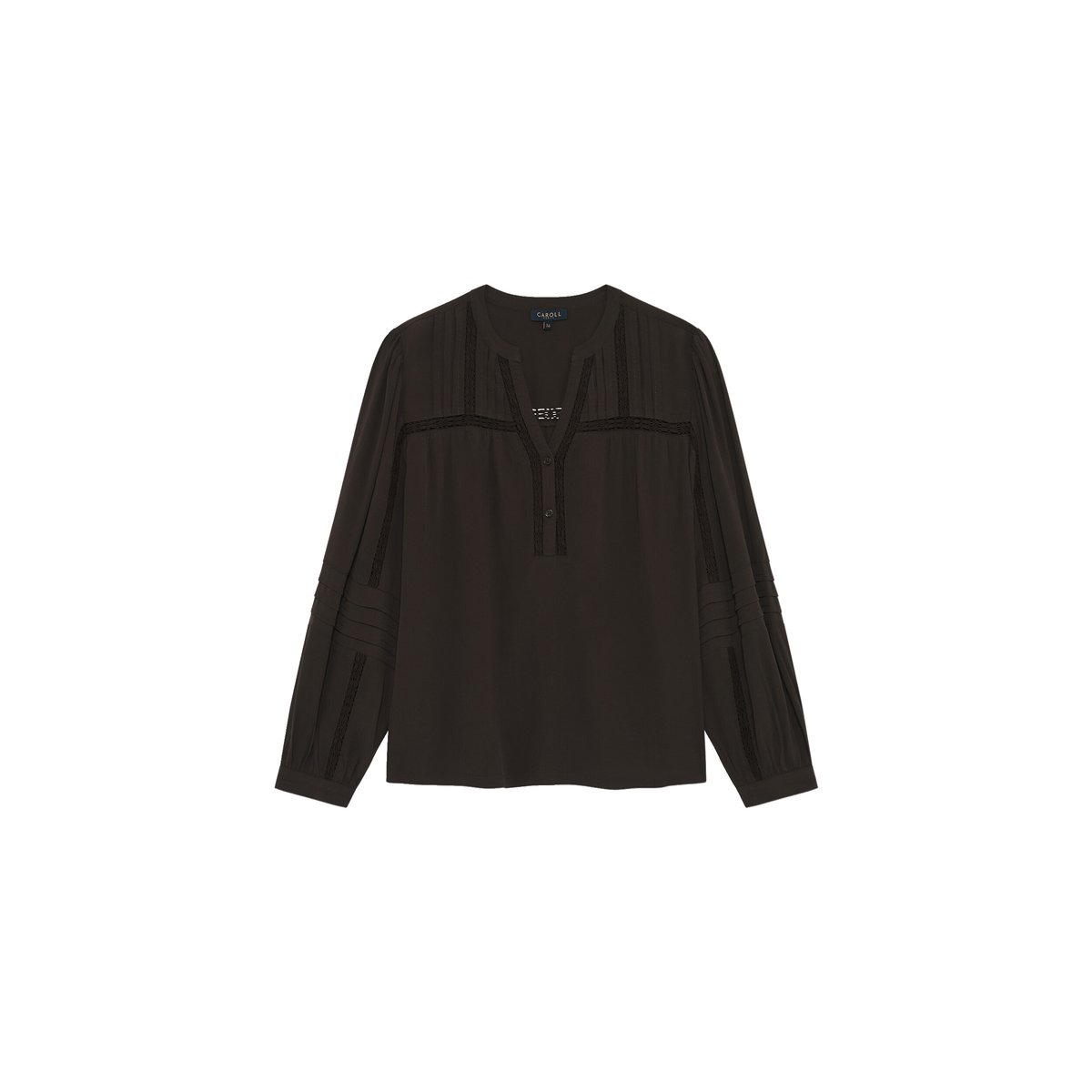 Chemise droite col tunisien CFLORINE marron foncé, CAROLL