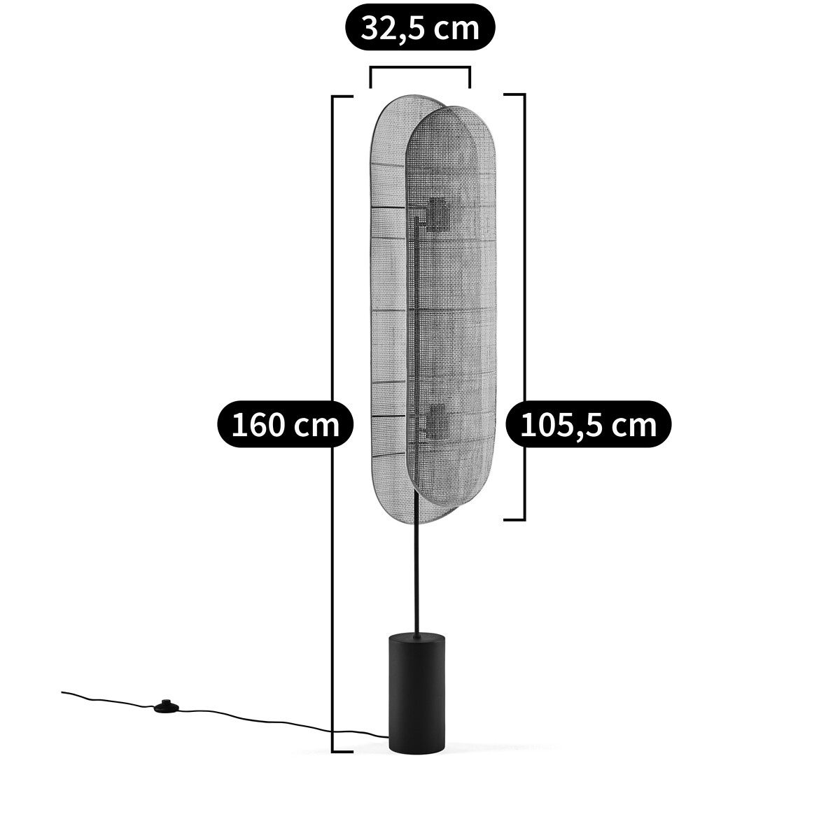 Lampadaire métal acier et cannage, Lola naturel, LA REDOUTE INTERIEURS