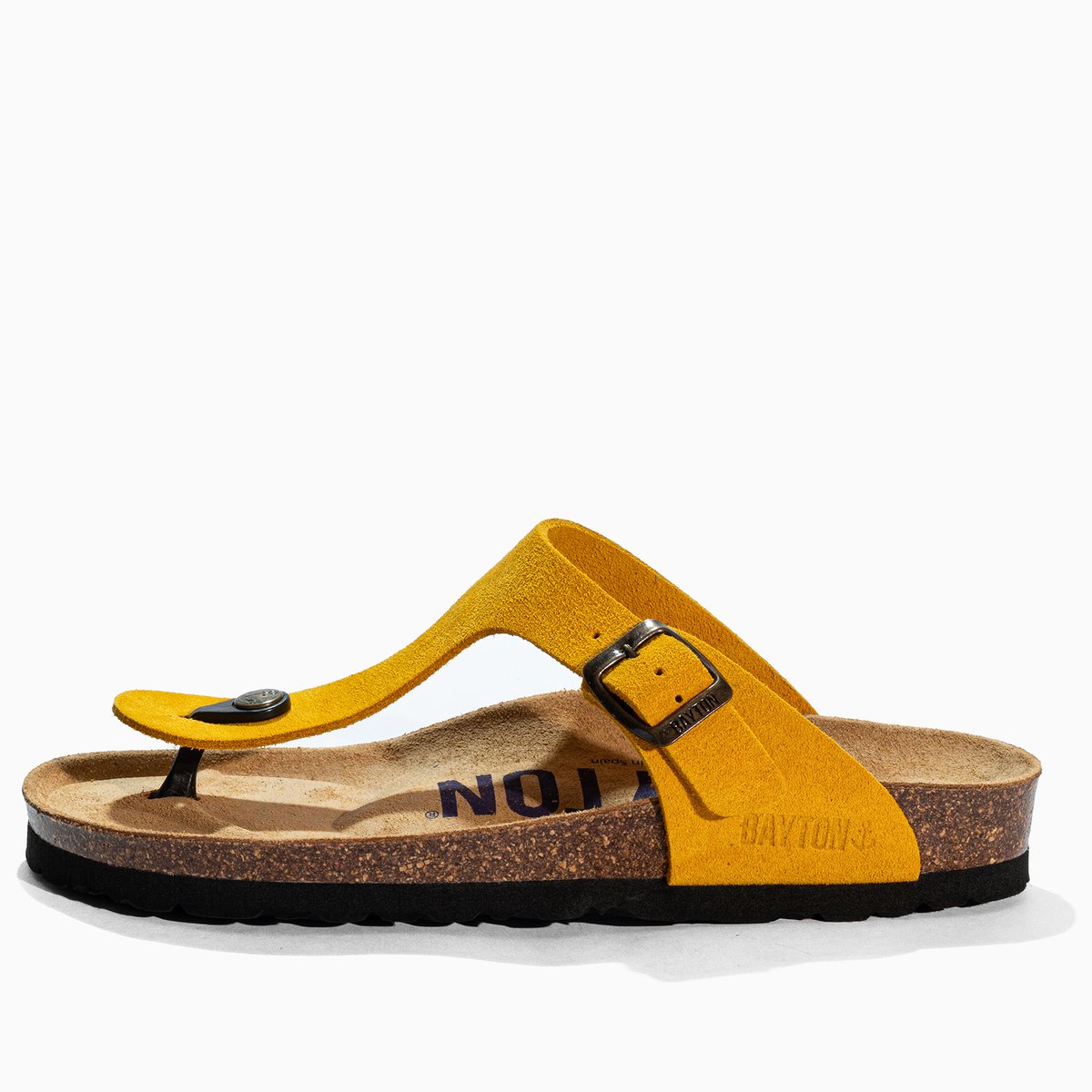 Tongs en cuir suedé MERCURE jaune, BAYTON