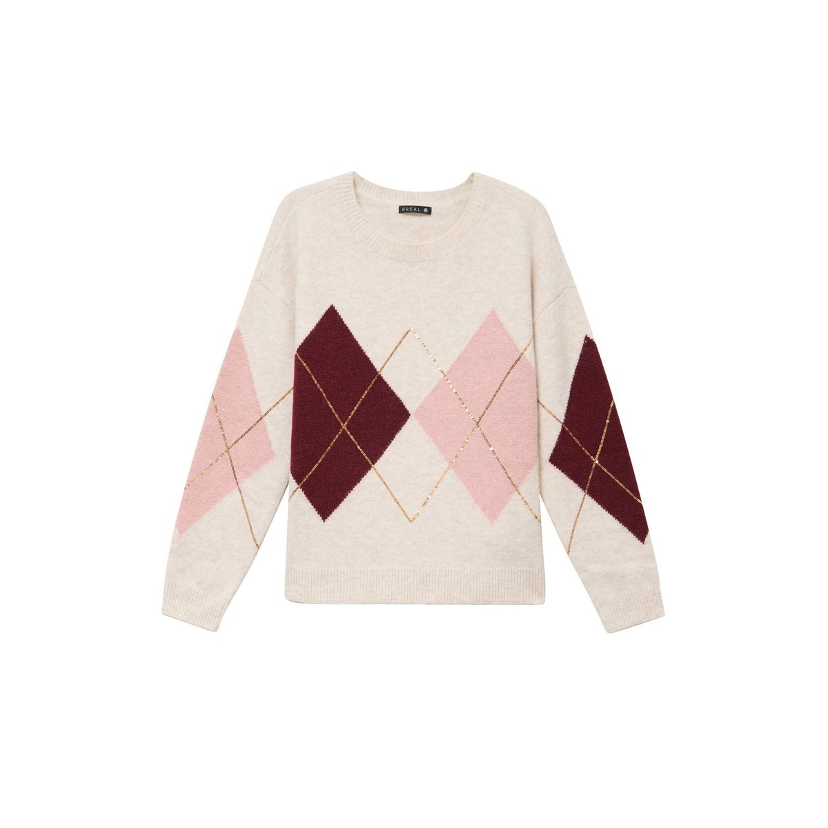 Pull col rond avec strass beige, BREAL