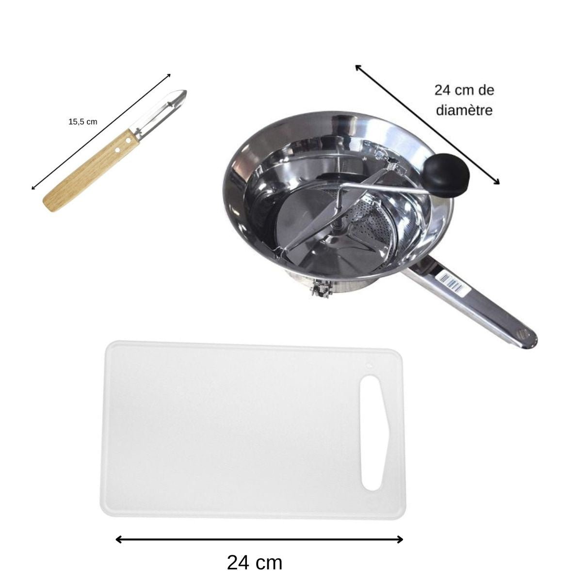 Ensemble d'accessoires pour préparation des légumes blanc,noir,inox, FACKELMANN