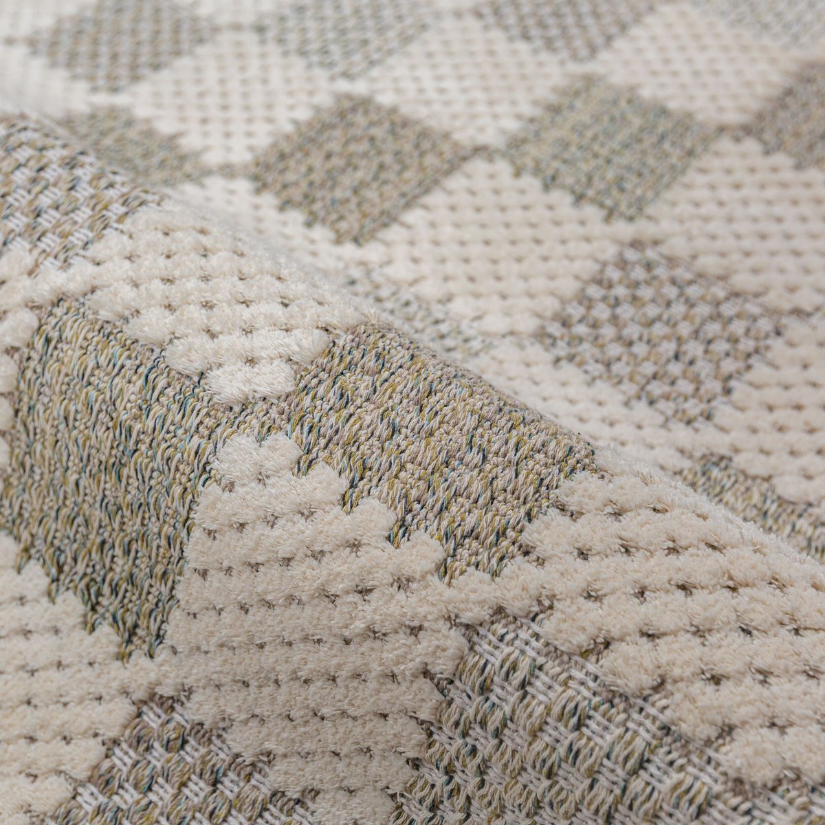Tapis de couloir lavable MUTED CHECKERBOARD vert, FLAIR RUGS