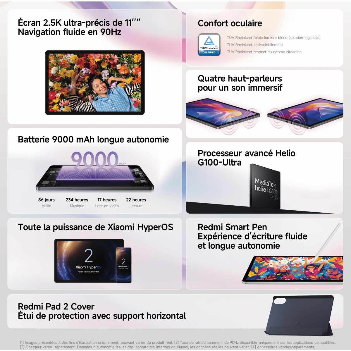 Tablette Android Redmi Pad 2 Gris 256Go gris, XIAOMI