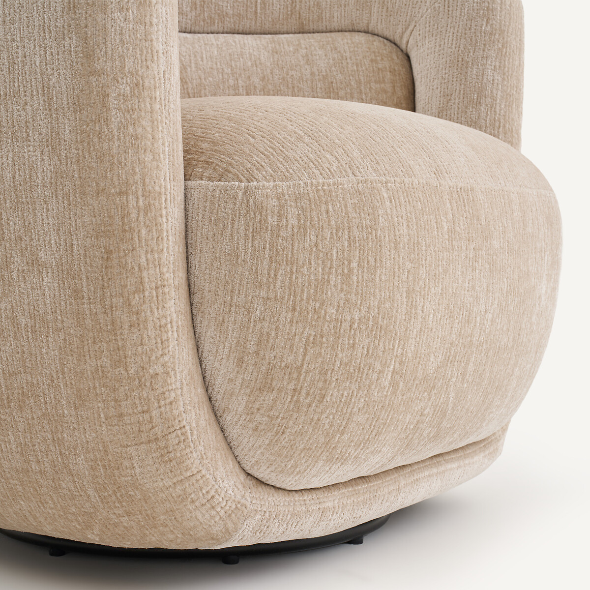 Sillón giratorio de terciopelo texturizado, BAIA beige escarchado, AM.PM