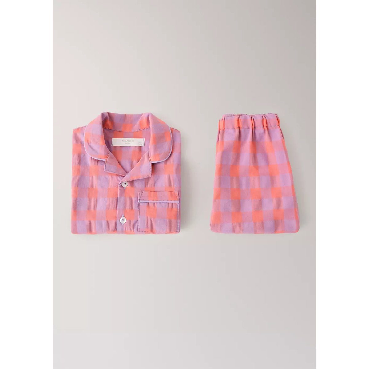 Pyjama enfant deux pièces à carreaux colorés lilas, MANGO HOME