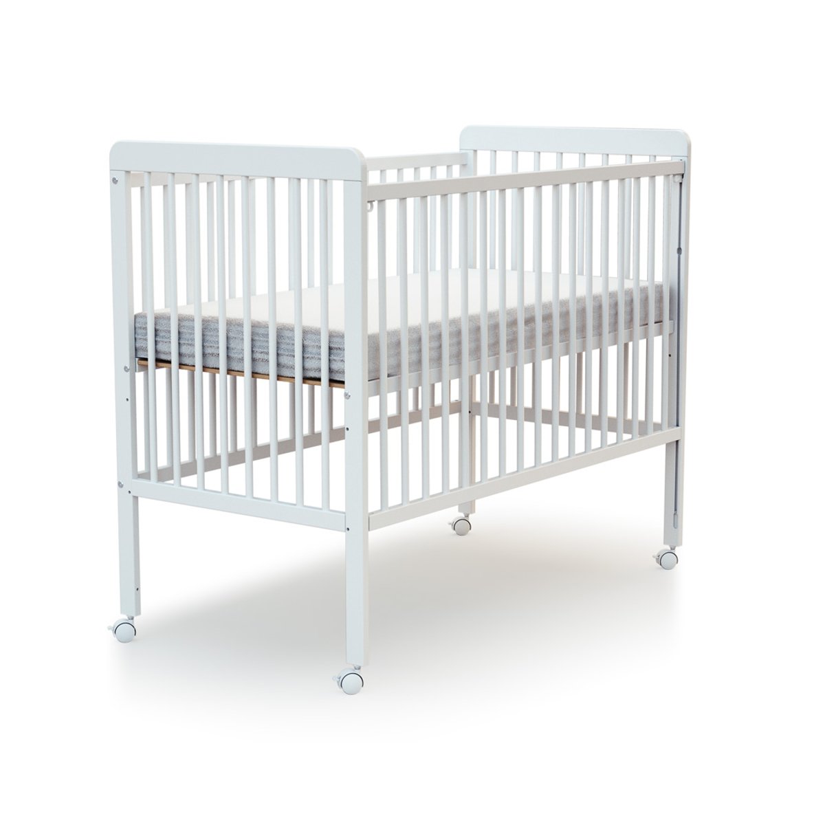 Lit bébé coulissant en bois avec matelas LIVO blanc, WEBABY