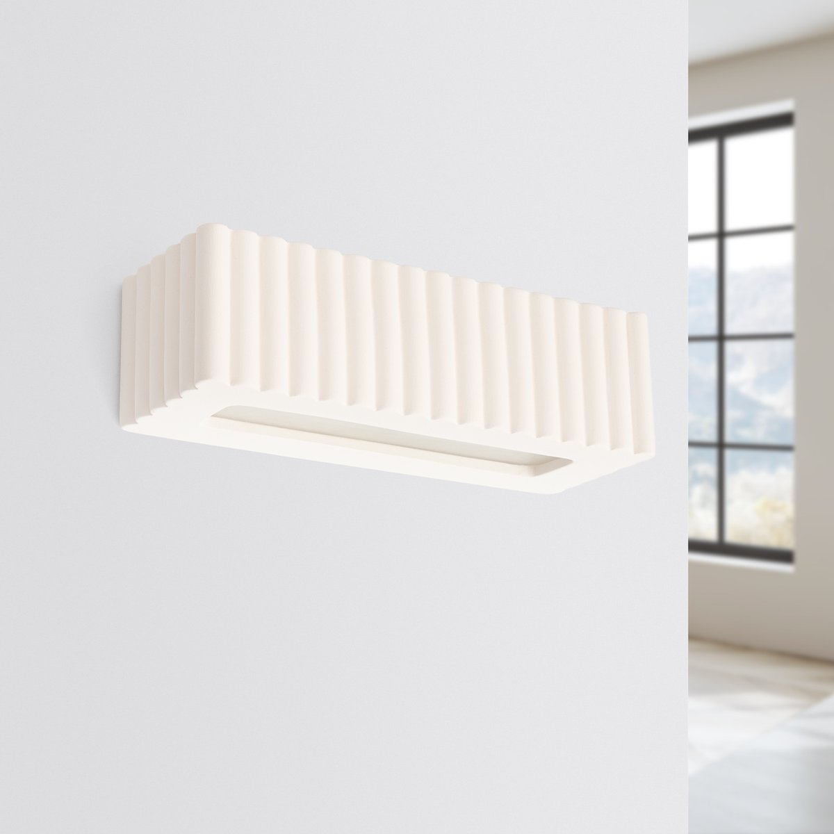 Applique murale Céramique Blanc E27 1 Rigata blanc, EDEN