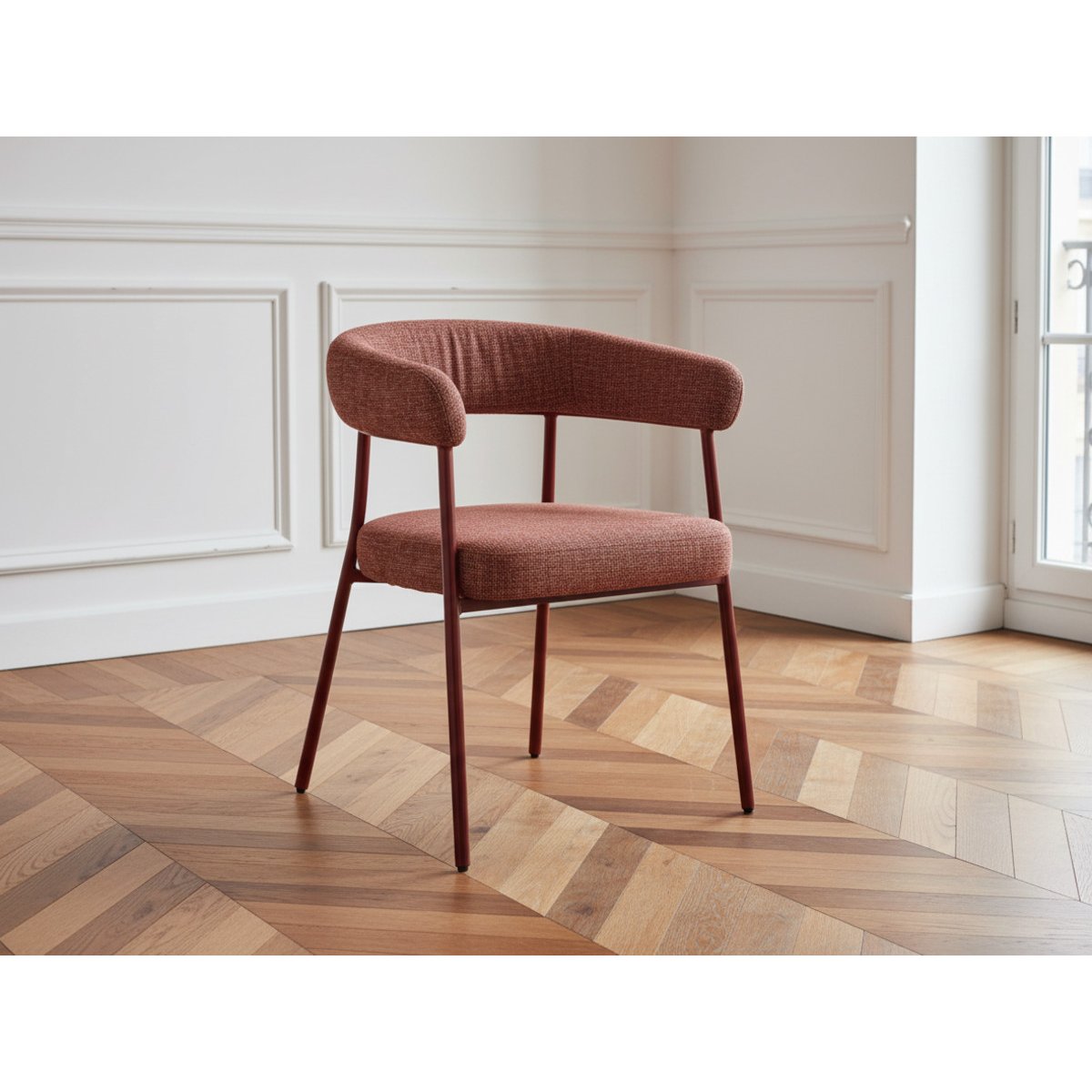 Lot de 2 chaises tissu texturé, ROSA rouge, BOBOCHIC