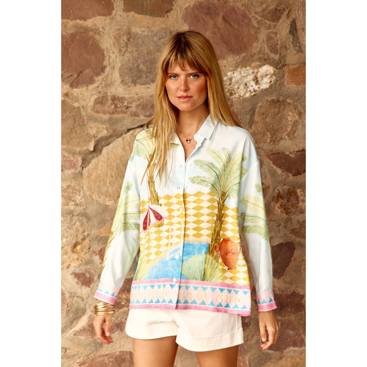 Chemisier manches longues col chemise imprimé graphique CHANIKA 20-paysage, LA PETITE ETOILE