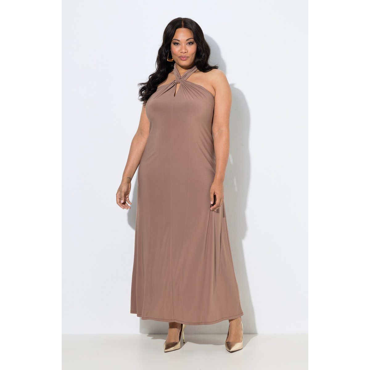 Robe maxi avec drapé marron clair, ULLA POPKEN