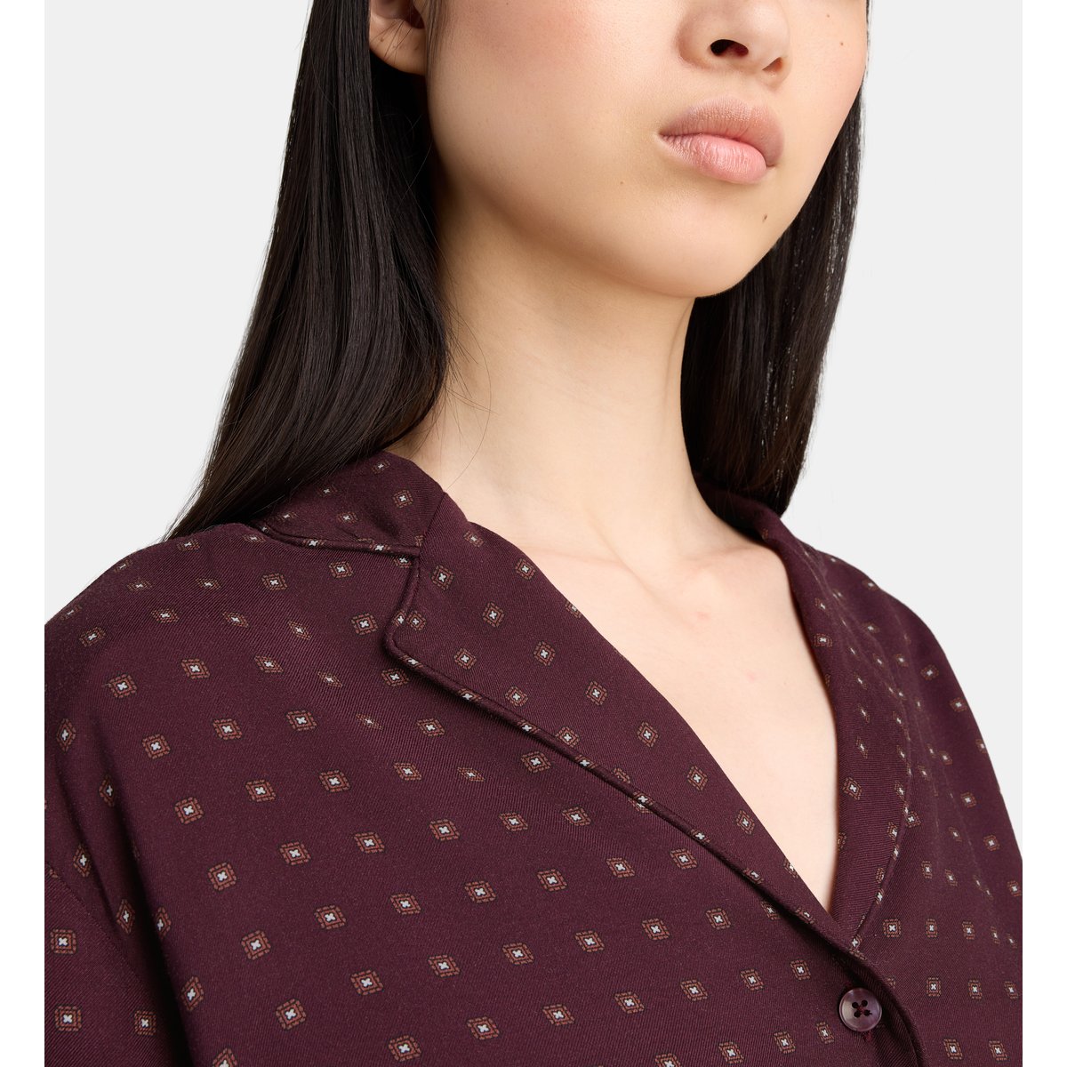 Chemise droite orsanne fluide col tailleur bordeaux, JODHPUR