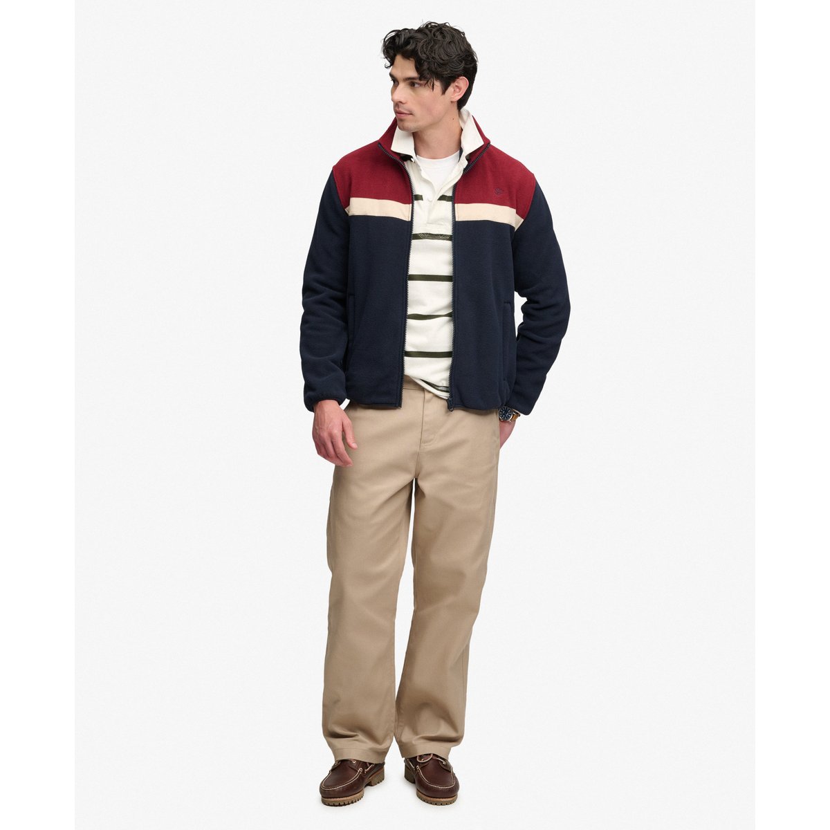 Polaire Tricolore Zippée Coupe Décontractée bleu marine éclipse/rouge, SUPERDRY