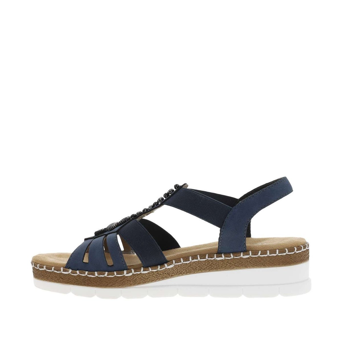 Sandales compensés élastiqués bleu marine, RIEKER