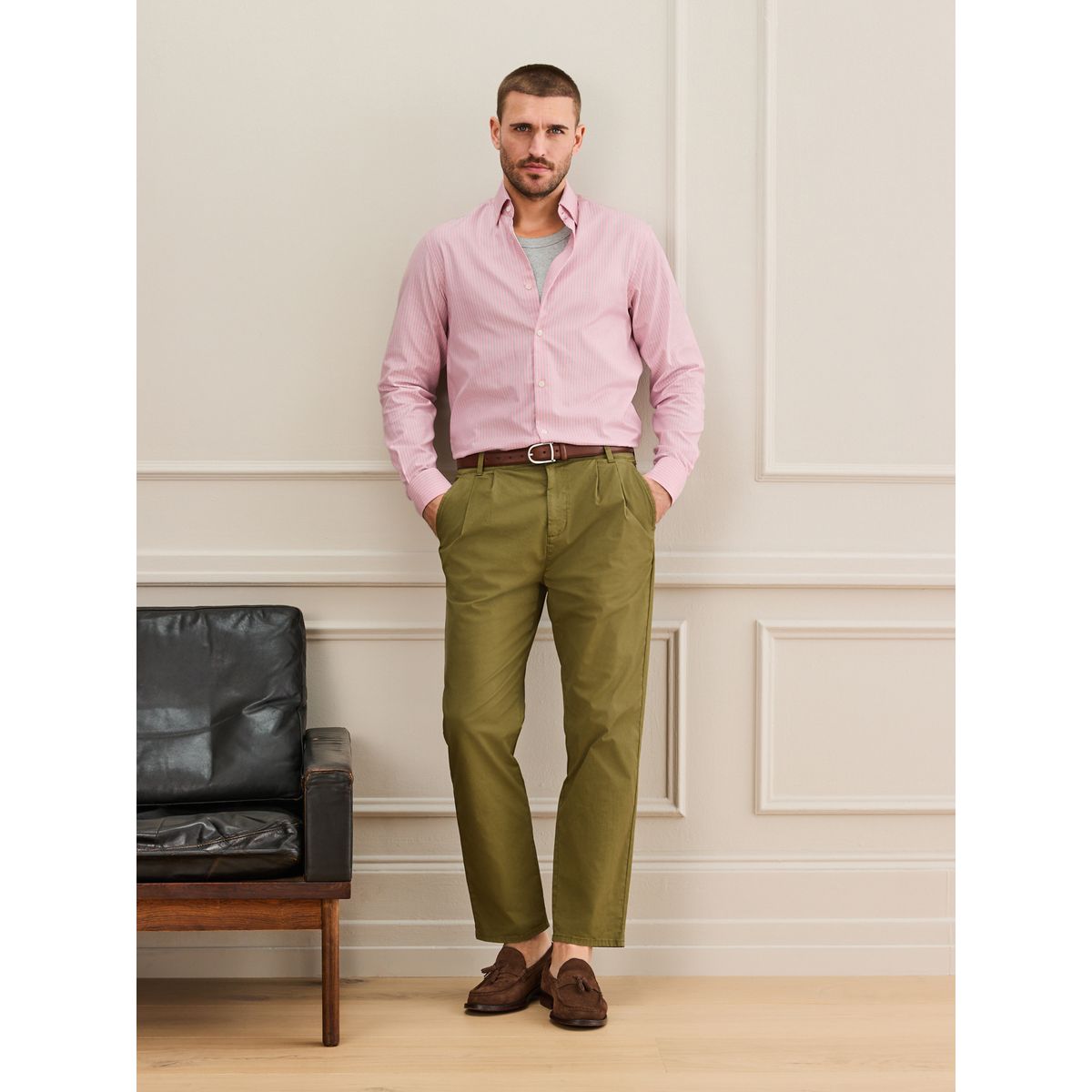 Chemise habillée en coton à col boutonné signature rose/vert, NEXT