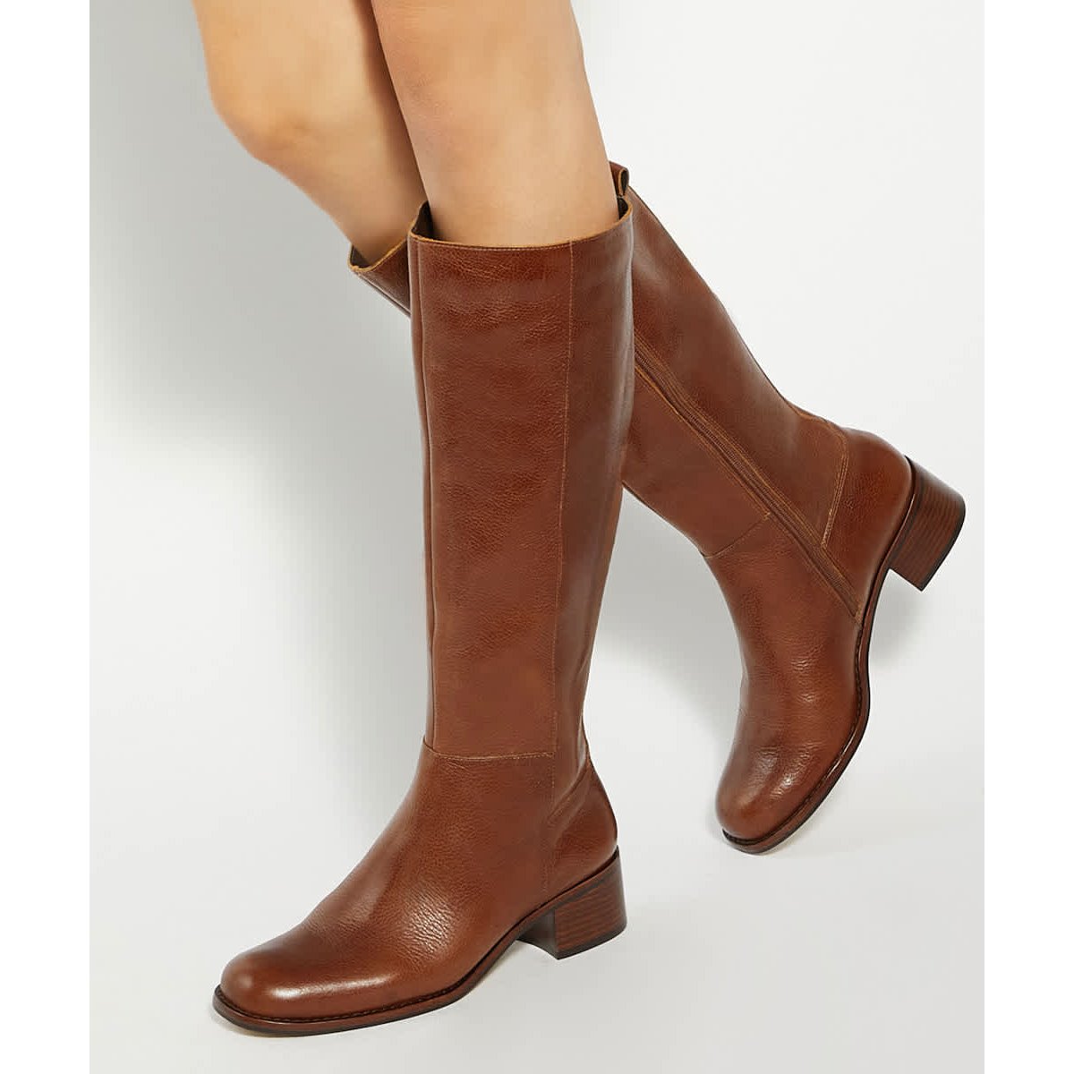 Bottes hautes multi-matières - VEDA tan-leather mix, DUNE LONDON