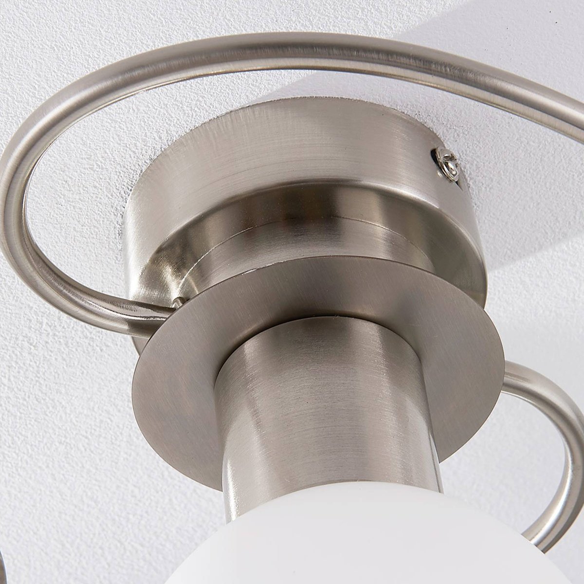 Plafonnier en verre moderne, Ciala blanc, nickel satiné, LINDBY