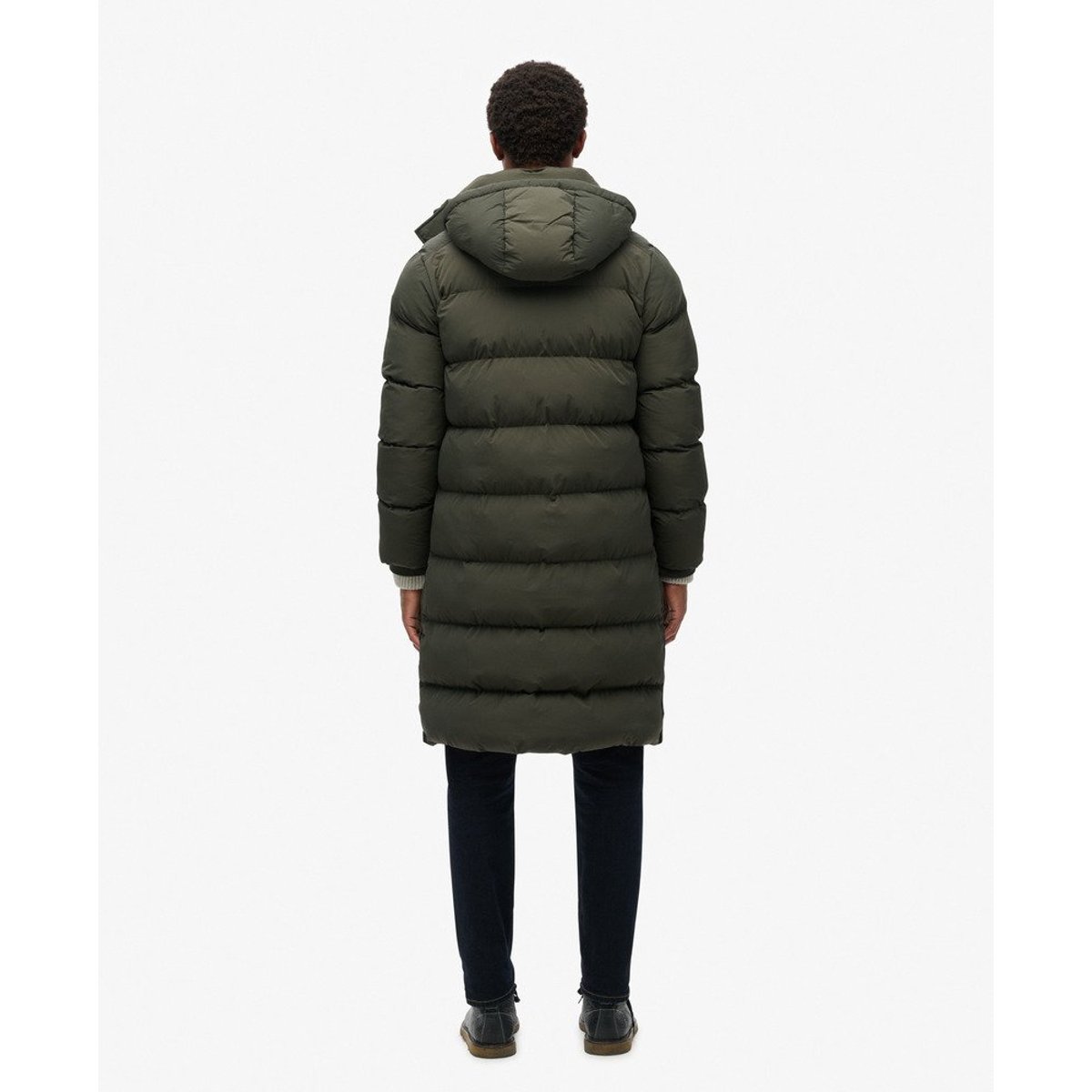 Doudoune longue à capuche vert olive surplus goods, SUPERDRY
