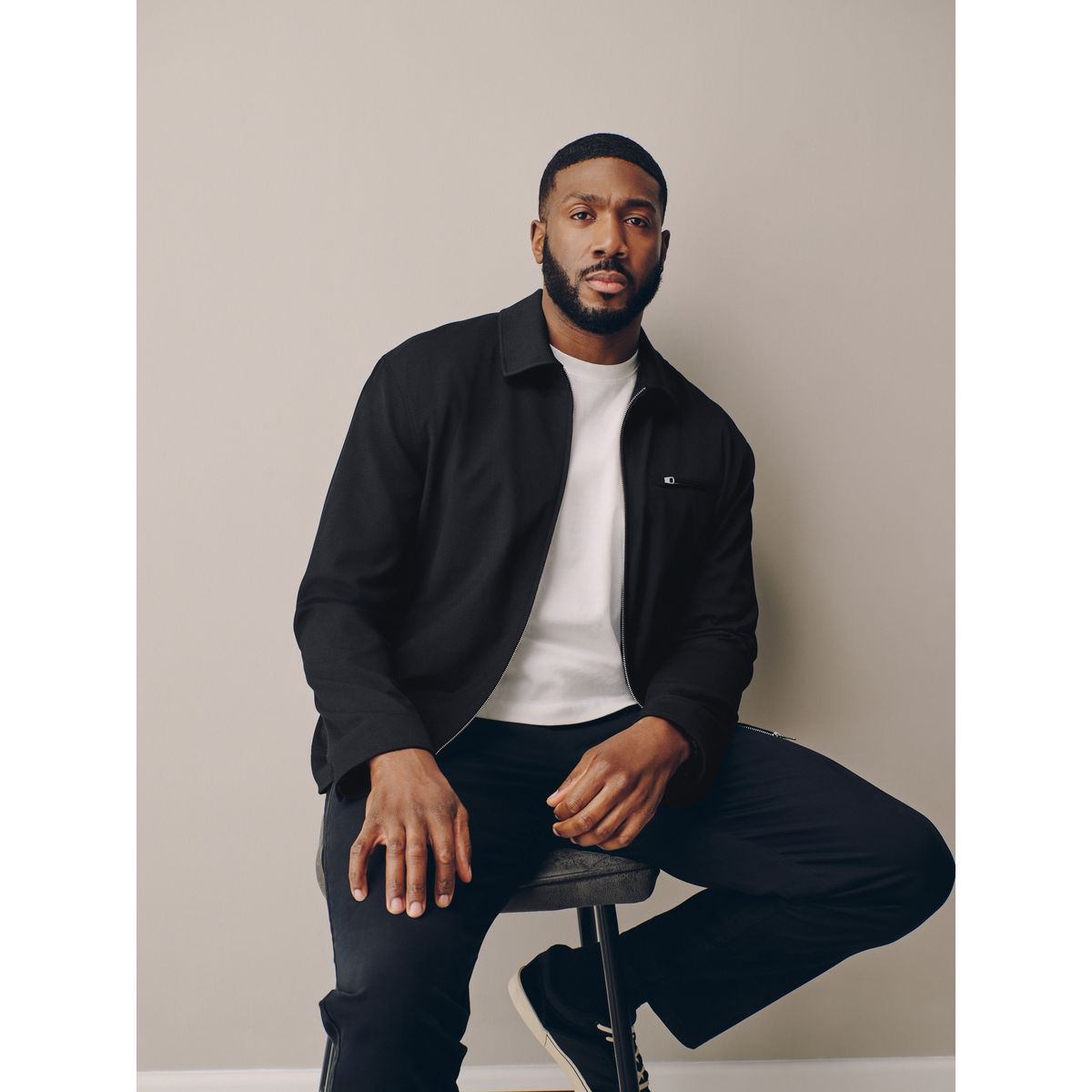 Veste-chemise zippée élégante en sergé noir, NEXT