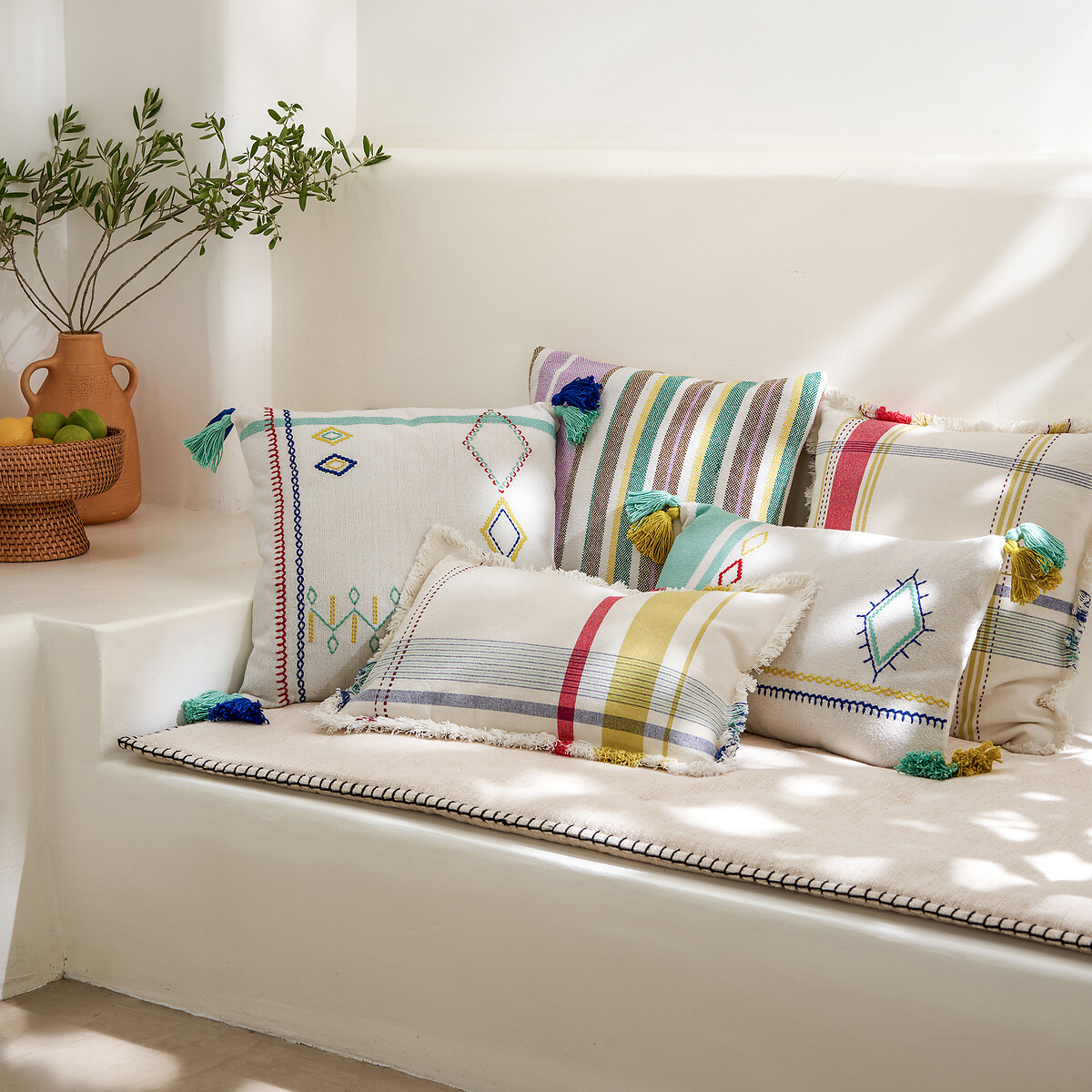Sajia Rectangular 100% Cotton Cushion Cover multi-coloured, LA REDOUTE INTERIEURS