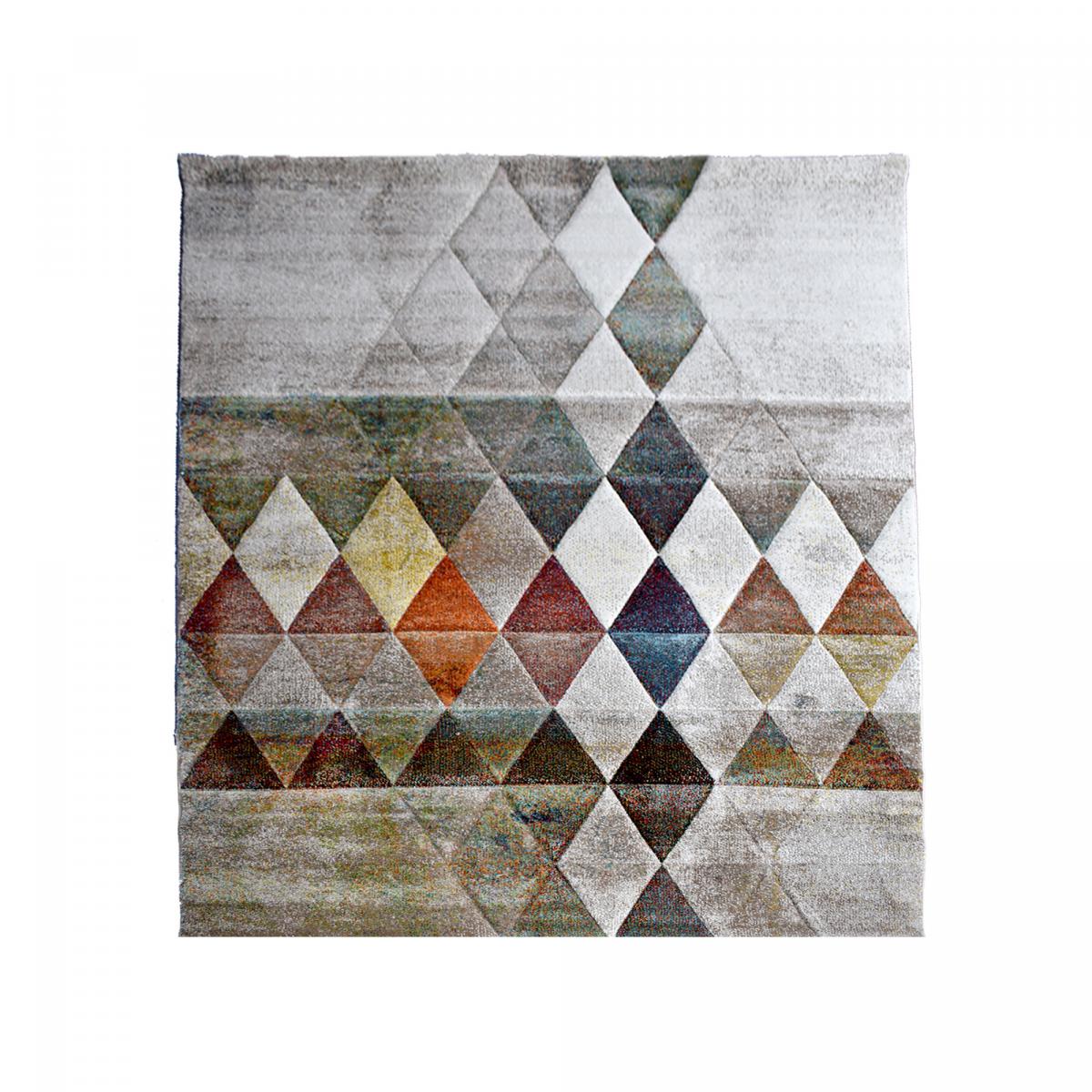 Tapis chambre tissé motif géométrique LYN8 BELO 19 beige, UN AMOUR DE TAPIS